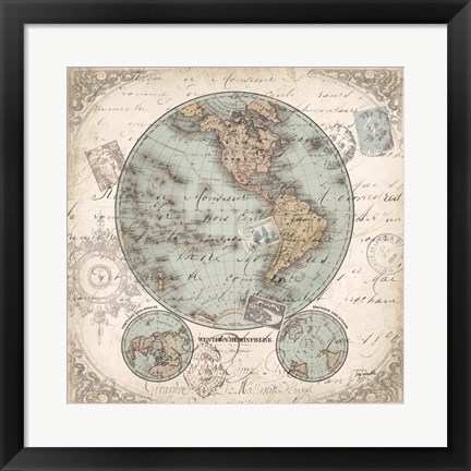 Framed World Hemispheres II Print