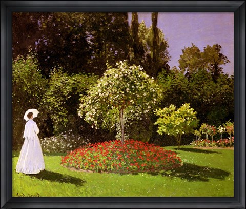 Framed Jeanne Marie Lecadre in the Garden, 1866 Print