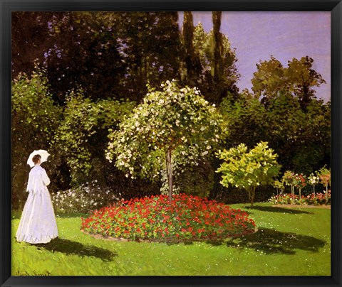 Framed Jeanne Marie Lecadre in the Garden, 1866 Print