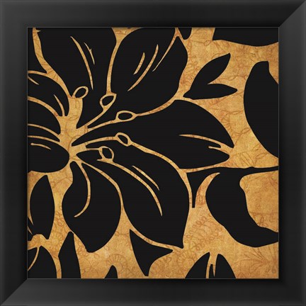 Framed Black and Gold Flora 1 Print