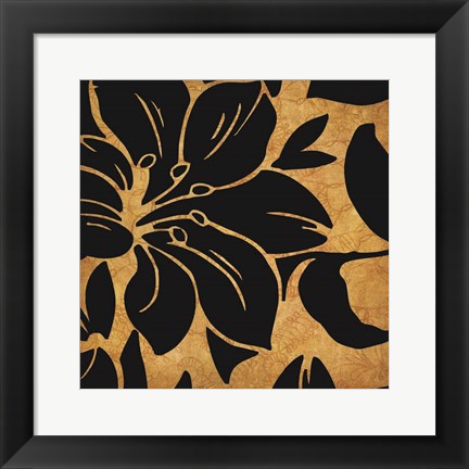 Framed Black and Gold Flora 1 Print