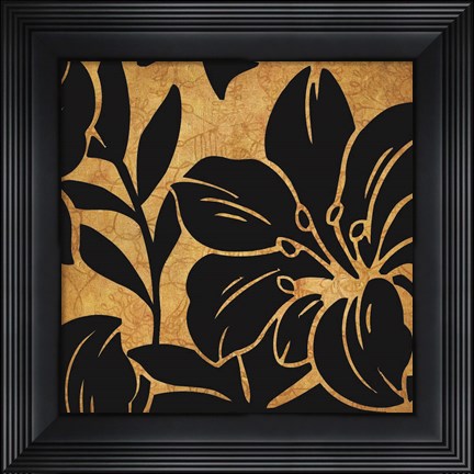 Framed Black and Gold Flora 2 Print
