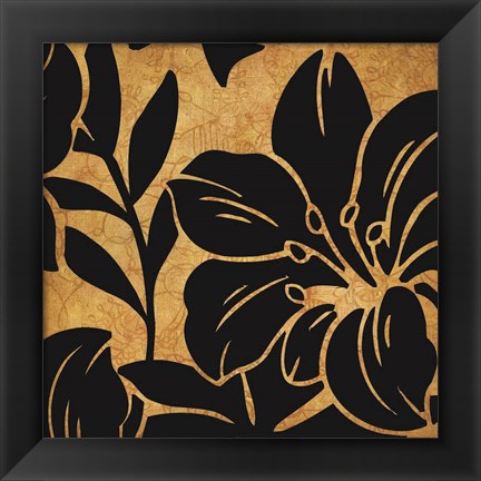 Framed Black and Gold Flora 2 Print