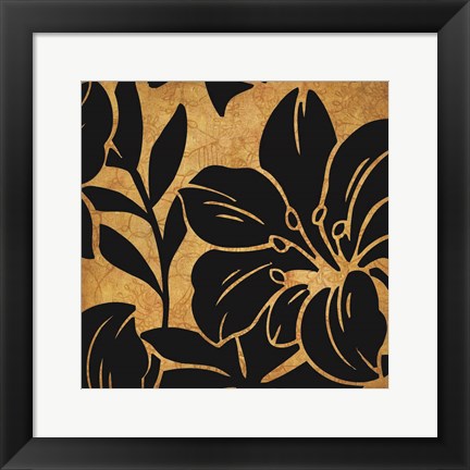 Framed Black and Gold Flora 2 Print