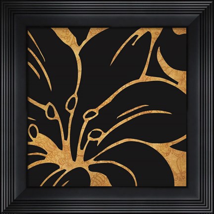 Framed Black and Gold Flora 3 Print