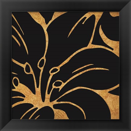 Framed Black and Gold Flora 3 Print