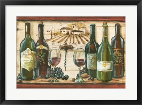Framed Wooden Wine Landscape Print