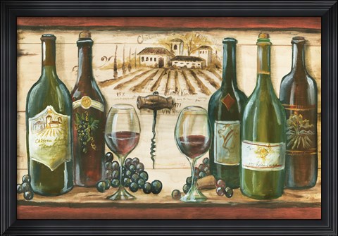 Framed Wooden Wine Landscape Print