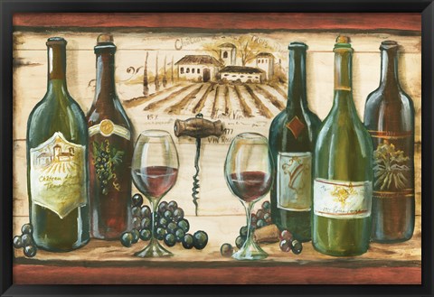 Framed Wooden Wine Landscape Print