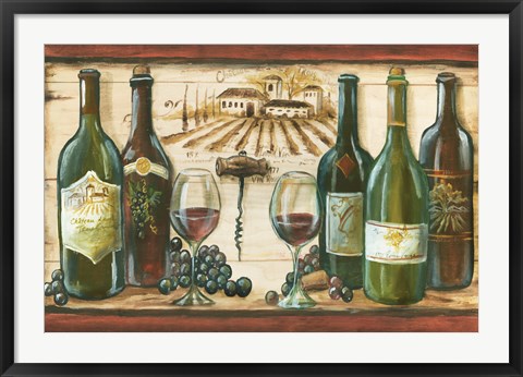 Framed Wooden Wine Landscape Print