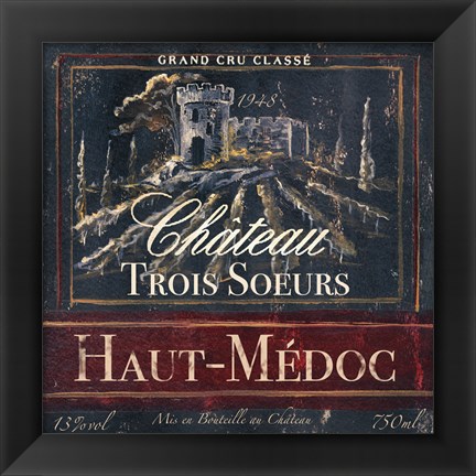 Framed Grand Vin Wine Label I Print