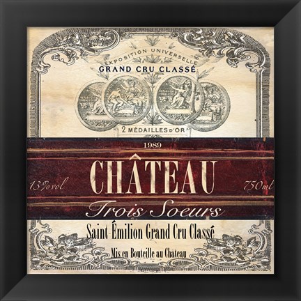 Framed Grand Vin Wine Label II Print