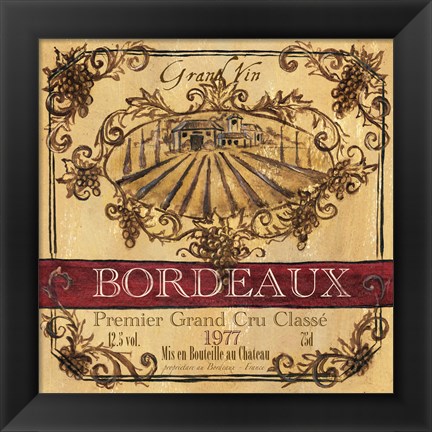 Framed Grand Vin Wine Label III Print