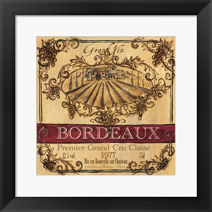 Framed Grand Vin Wine Label III Print