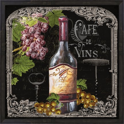 Framed Cafe de Vins Wine I Print