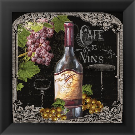 Framed Cafe de Vins Wine I Print