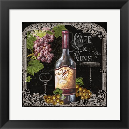 Framed Cafe de Vins Wine I Print