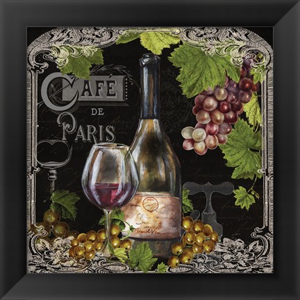 Framed Cafe de Vins Wine II Print