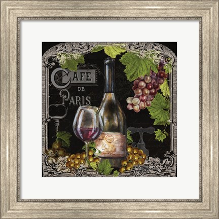Framed Cafe de Vins Wine II Print
