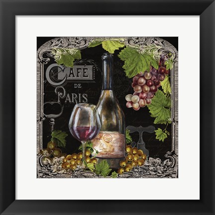 Framed Cafe de Vins Wine II Print