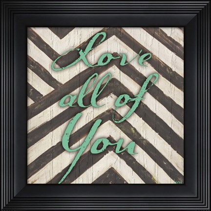 Framed Chevron Sentiments Teal I Print