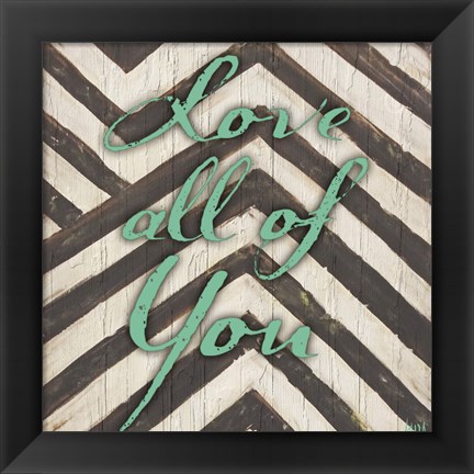 Framed Chevron Sentiments Teal I Print