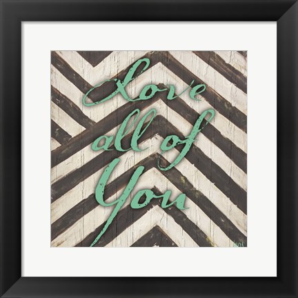 Framed Chevron Sentiments Teal I Print