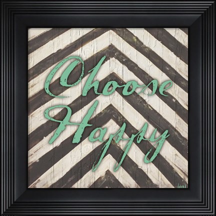 Framed Chevron Sentiments Teal II Print