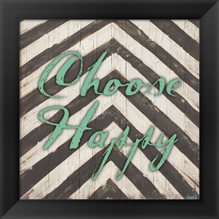 Framed Chevron Sentiments Teal II Print