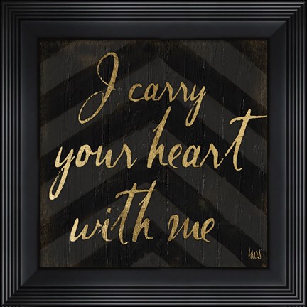 Framed Chevron Sentiments Black/Gold I Print