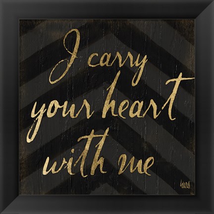 Framed Chevron Sentiments Black/Gold I Print