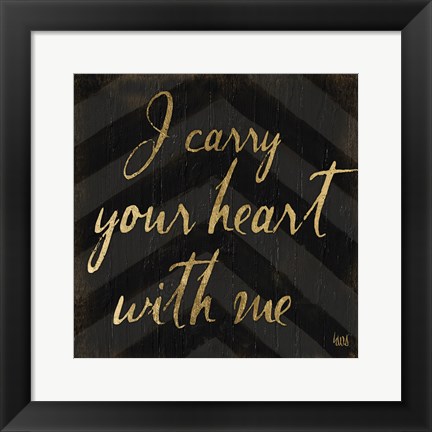 Framed Chevron Sentiments Black/Gold I Print