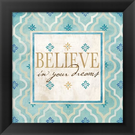 Framed Blue Geo Sentiments I Print