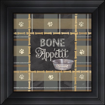 Framed Dog Sentiment Plaid I Print
