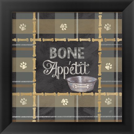 Framed Dog Sentiment Plaid I Print