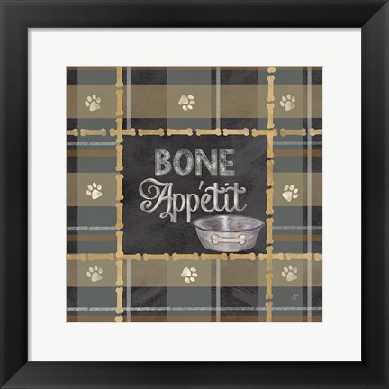 Framed Dog Sentiment Plaid I Print