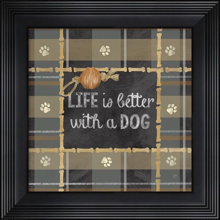 Framed Dog Sentiment Plaid II Print