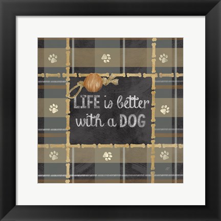 Framed Dog Sentiment Plaid II Print