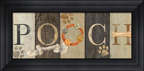 Framed Pooch and Woof Sign I Print