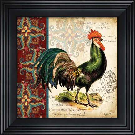 Framed Suzani Rooster I Print