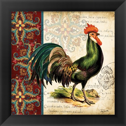 Framed Suzani Rooster I Print