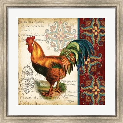Framed Suzani Rooster II Print