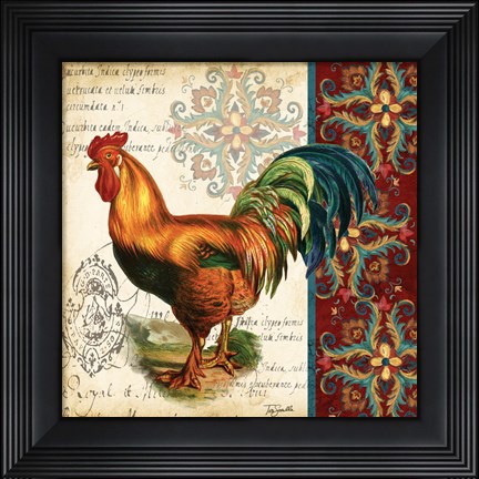 Framed Suzani Rooster II Print