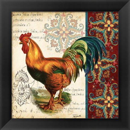 Framed Suzani Rooster II Print