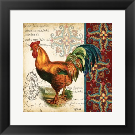 Framed Suzani Rooster II Print