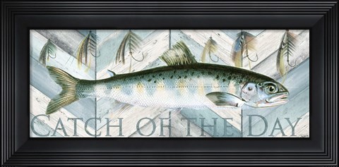 Framed Fishing Sign I Print