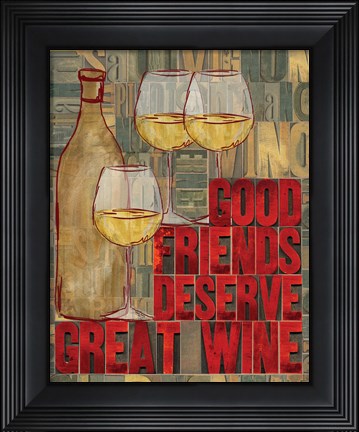 Framed Printers Block Wine and Friends I Print