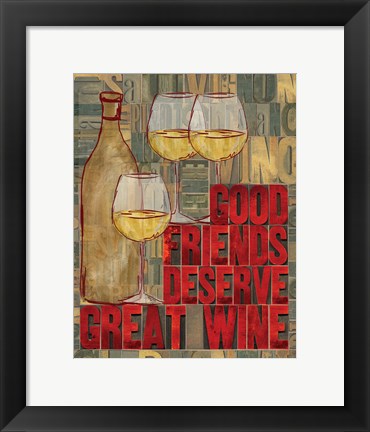 Framed Printers Block Wine and Friends I Print