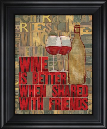 Framed Printers Block Wine and Friends II Print