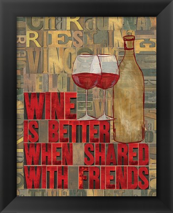 Framed Printers Block Wine and Friends II Print